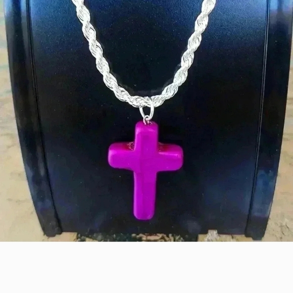 Purple Cross Pendant Necklace - Picture 1 of 4